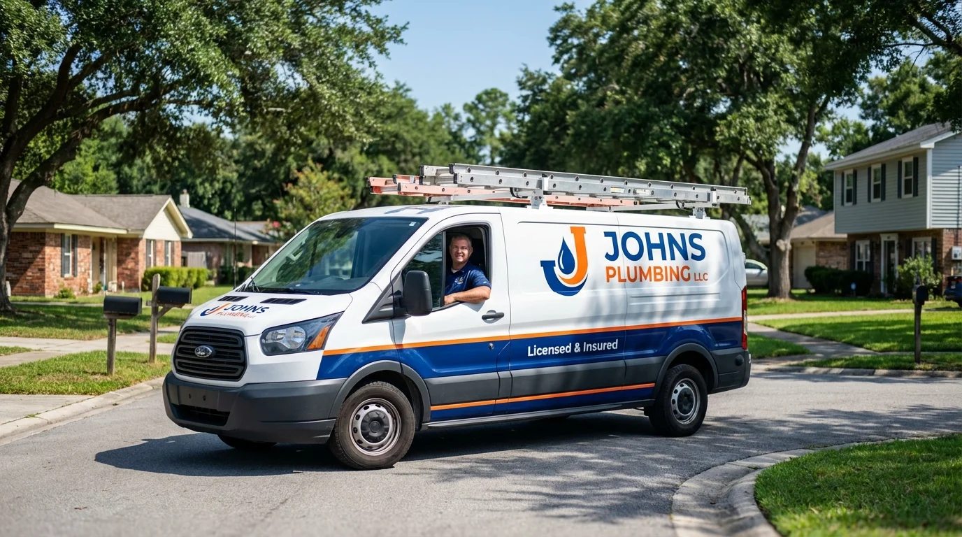 Johns Plumbing LLC service van in Valley View, PA
