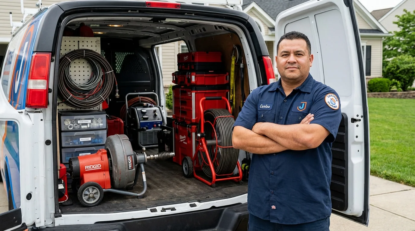 Professional drain cleaning equipment and Johns Plumbing LLC plumber in Valley View