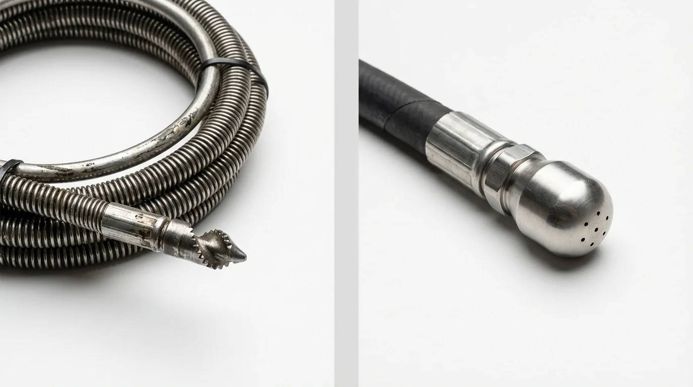 Drain snake cable and hydro jetting nozzle used for drain cleaning in Valley View, PA