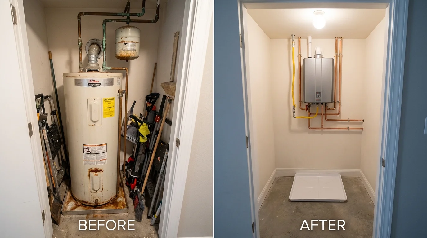 Tank water heater versus wall-mounted tankless unit comparison for Valley View, PA homeowners