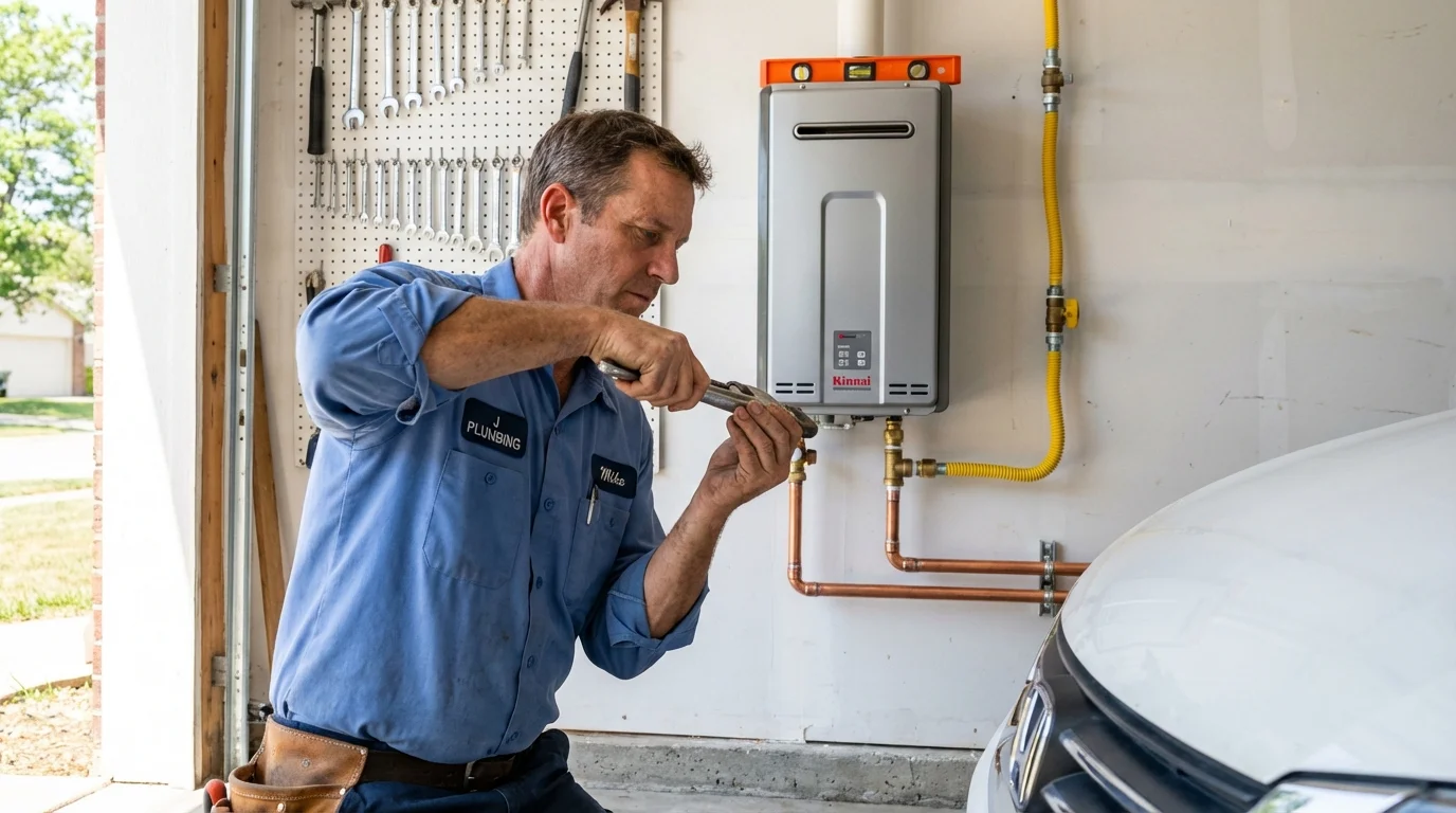 Tankless water heater installation by a Johns Plumbing LLC plumber in Valley View